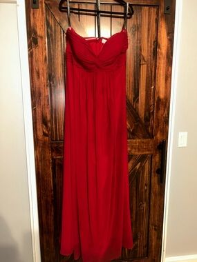 Bill Levkoff Red Strapless Maxi Gown